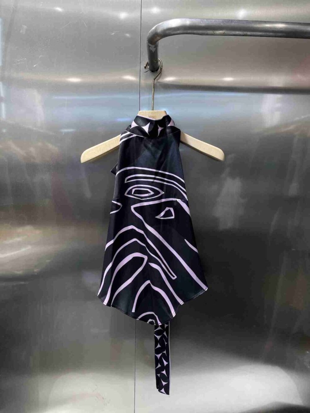 Emilio Pucci Black Abstract Print Silk Halter Top